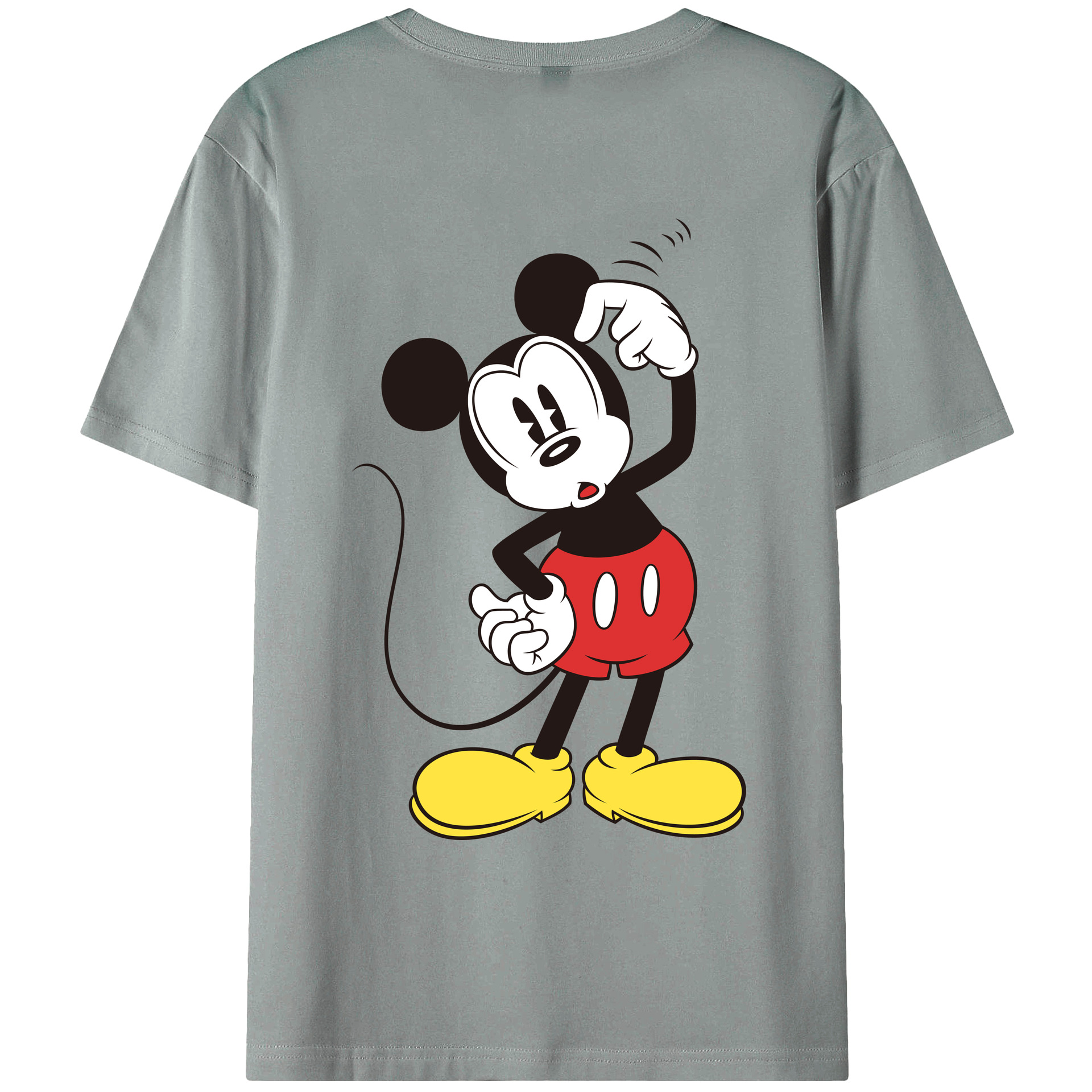 ミッキーマウス Mickey Mouse 綿100％ メンズ半袖Tシャツ（バックプリント） 通気性
